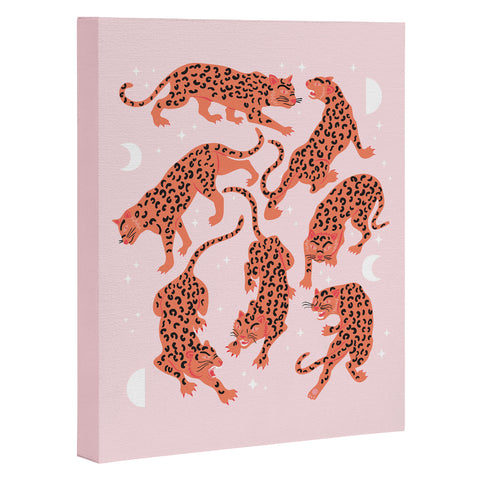 Anneamanda leopards in pink moonlight Art Canvas