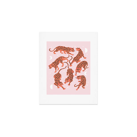 Anneamanda leopards in pink moonlight Art Print