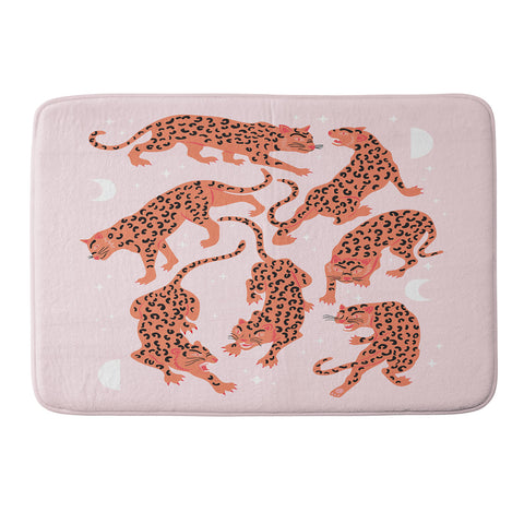 Anneamanda leopards in pink moonlight Memory Foam Bath Mat