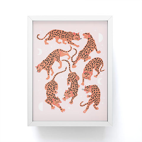 Anneamanda leopards in pink moonlight Framed Mini Art Print