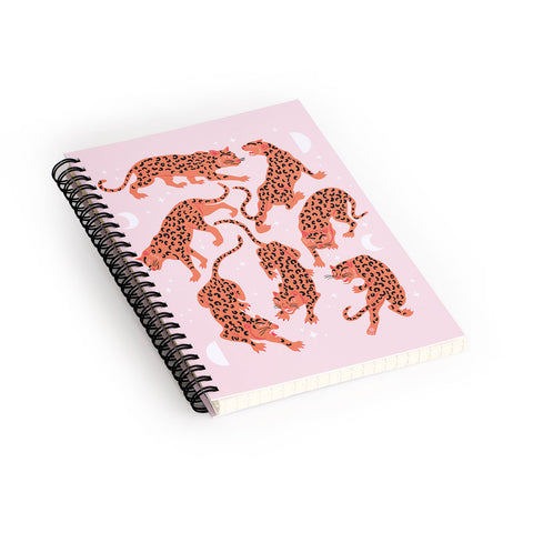 Anneamanda leopards in pink moonlight Spiral Notebook