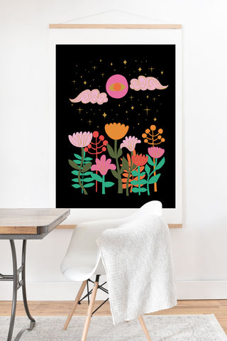 Anneamanda pink moon garden Art Print And Hanger