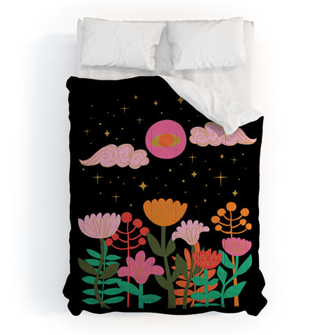 Anneamanda pink moon garden Comforter