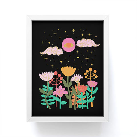Anneamanda pink moon garden Framed Mini Art Print
