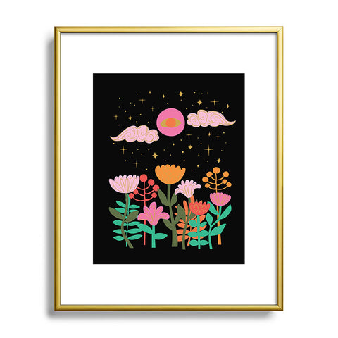 Anneamanda pink moon garden Metal Framed Art Print