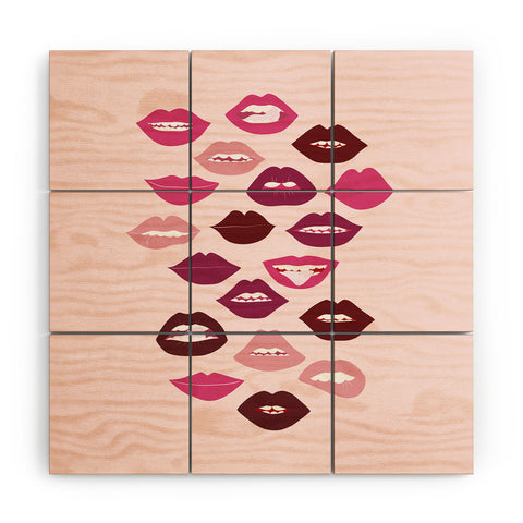 Anneamanda ruby lips Wood Wall Mural