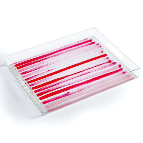 ANoelleJay Christmas Candy Cane Red Stripe Acrylic Tray