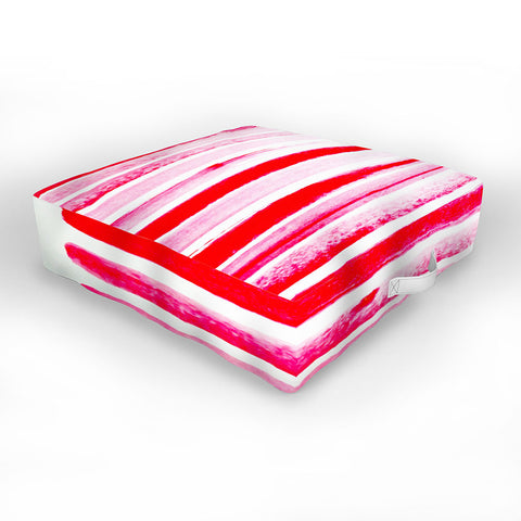 ANoelleJay Christmas Candy Cane Red Stripe Outdoor Floor Cushion