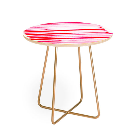 ANoelleJay Christmas Candy Cane Red Stripe Round Side Table