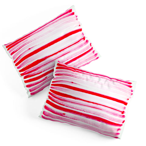 ANoelleJay Christmas Candy Cane Red Stripe Pillow Shams