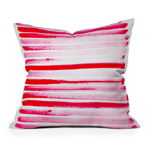 ANoelleJay Christmas Candy Cane Red Stripe Outdoor Throw Pillow