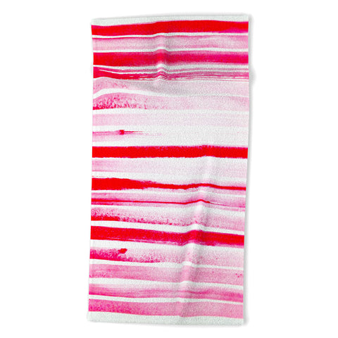ANoelleJay Christmas Candy Cane Red Stripe Beach Towel