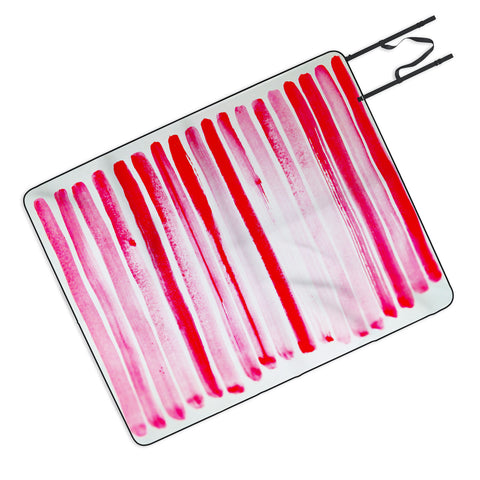 ANoelleJay Christmas Candy Cane Red Stripe Picnic Blanket