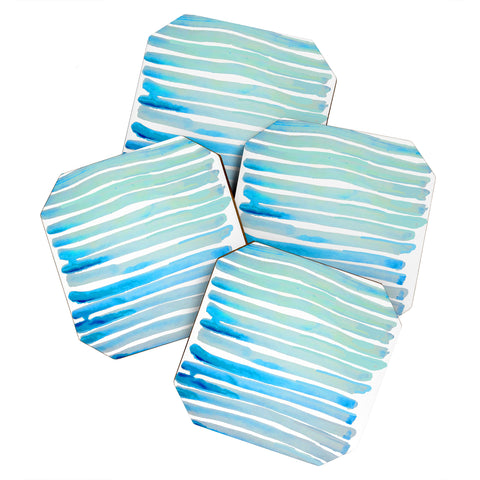 ANoelleJay New Year Blue Water Lines Coaster Set