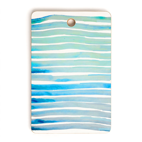 ANoelleJay New Year Blue Water Lines Cutting Board Rectangle