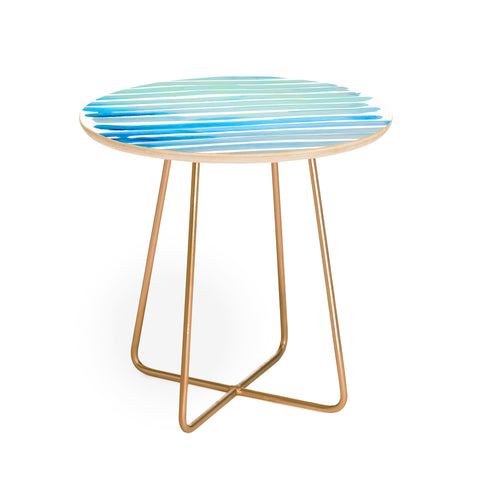 ANoelleJay New Year Blue Water Lines Round Side Table