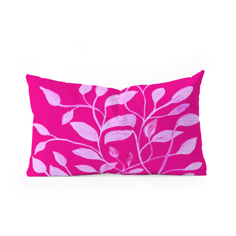 ANoelleJay Pink Leaves 1 Oblong Throw Pillow