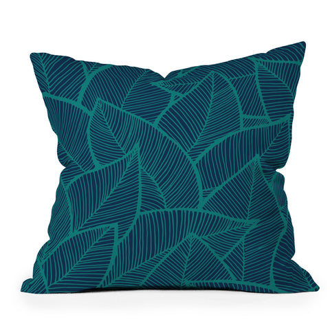 Arcturus Blue Green Leaves Throw Pillow