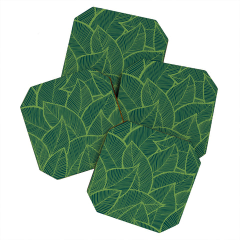 Arcturus Lime Green Leaves Coaster Set