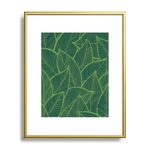 Arcturus Lime Green Leaves Metal Framed Art Print