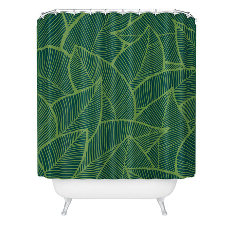 Arcturus Lime Green Leaves Shower Curtain