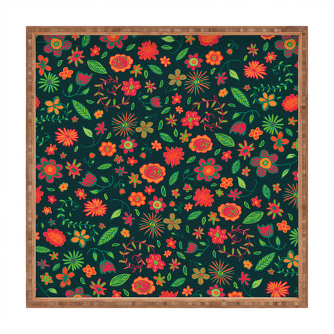 Arcturus Spring Florals Green Square Tray