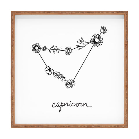 Aterk Capricorn Floral Constellation Square Tray