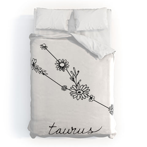 Aterk Taurus Floral Constellation Duvet Cover
