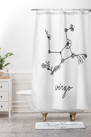 Aterk Virgo Floral Constellation Shower Curtain And Mat