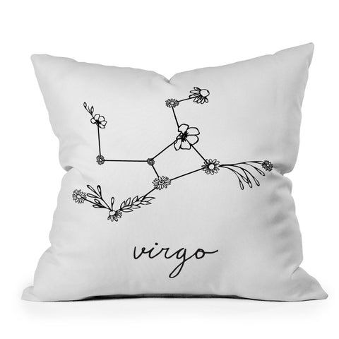 Aterk Virgo Floral Constellation Throw Pillow