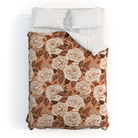 Avenie A Realm Of Roses In Terracotta Comforter