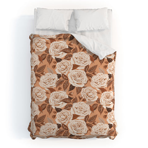 Avenie A Realm Of Roses In Terracotta Duvet Cover