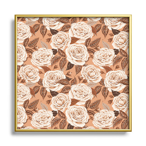 Avenie A Realm Of Roses In Terracotta Metal Square Framed Art Print
