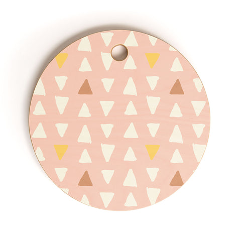 Avenie Abstract Arrows Pink Cutting Board Round