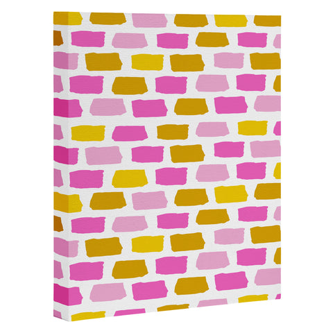 Avenie Abstract Bricks Pink Art Canvas
