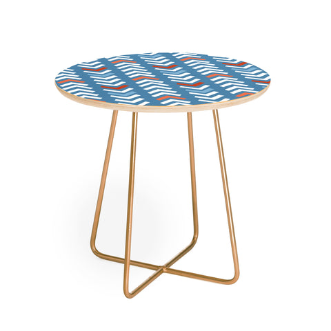 Avenie Abstract Chevron Blue Round Side Table