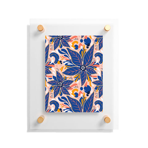 Avenie Abstract Floral Pink and Blue Floating Acrylic Print