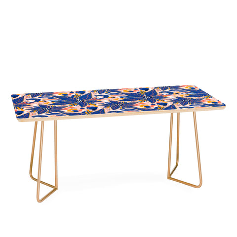 Avenie Abstract Floral Pink and Blue Coffee Table