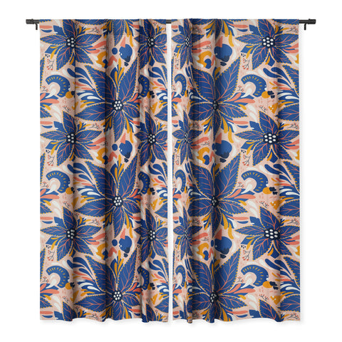 Avenie Abstract Floral Pink and Blue Blackout Non Repeat