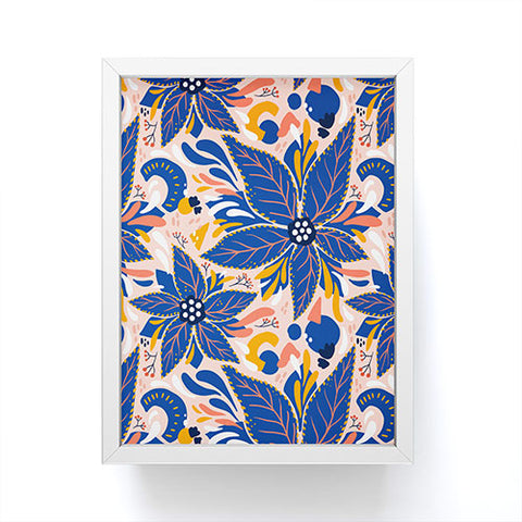 Avenie Abstract Floral Pink and Blue Framed Mini Art Print