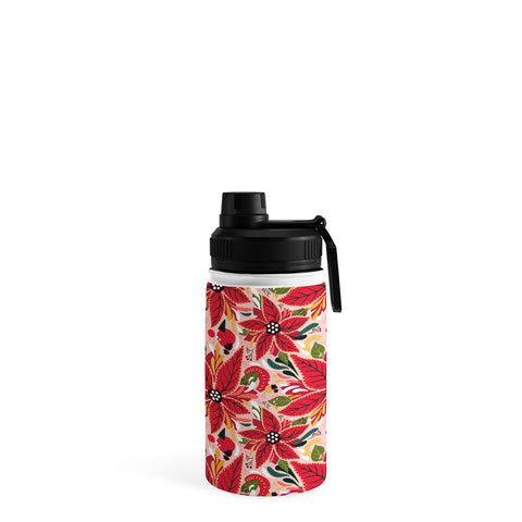 Avenie Abstract Floral Poinsettia Red Water Bottle
