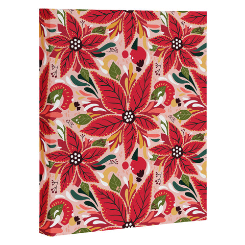 Avenie Abstract Floral Poinsettia Red Art Canvas