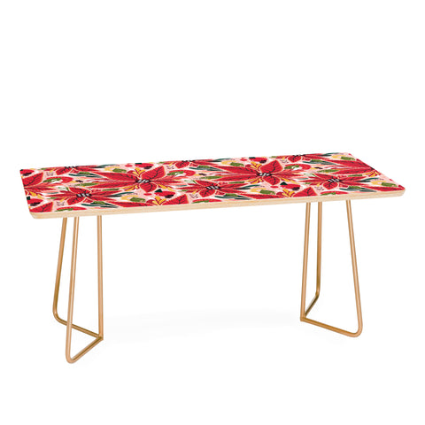 Avenie Abstract Floral Poinsettia Red Coffee Table