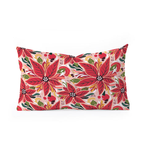 Avenie Abstract Floral Poinsettia Red Oblong Throw Pillow
