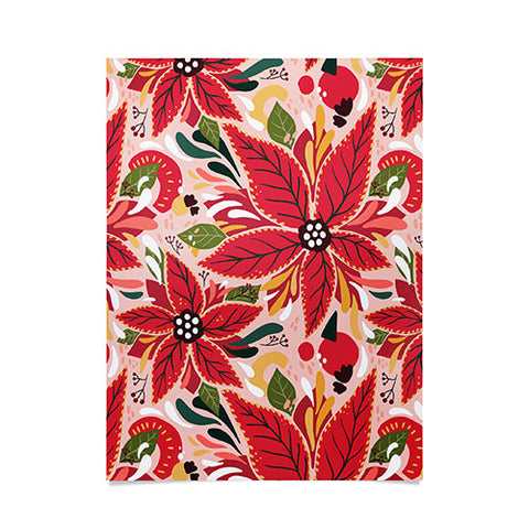Avenie Abstract Floral Poinsettia Red Poster