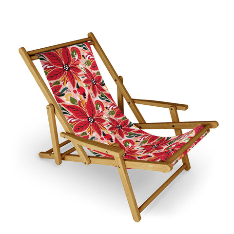Avenie Abstract Floral Poinsettia Red Sling Chair
