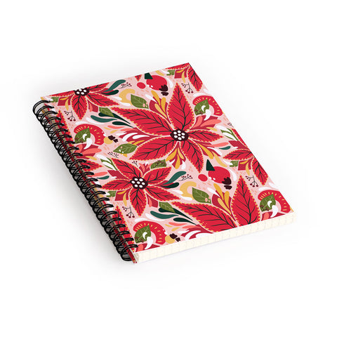 Avenie Abstract Floral Poinsettia Red Spiral Notebook