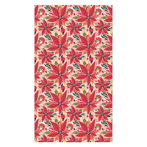 Avenie Abstract Floral Poinsettia Red Tablecloth