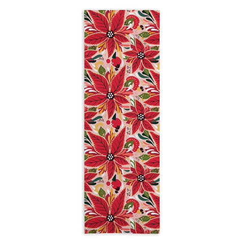 Avenie Abstract Floral Poinsettia Red Yoga Towel
