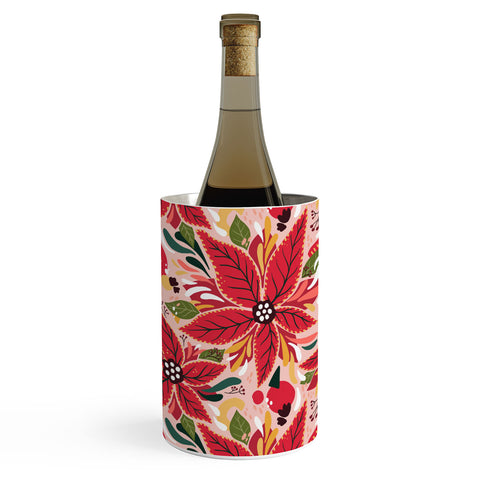 Avenie Abstract Floral Poinsettia Red Wine Chiller
